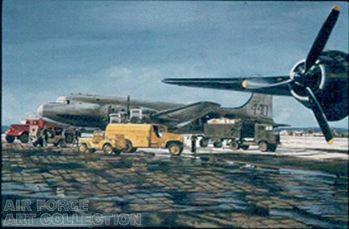 C-54S BEING LOADED AT WEISBADEN AB, MAR 1948